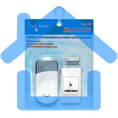 Звонок беспроводной Колибри 32 мел. 100м 2АААх1.5В Тритон КБ-01Б
