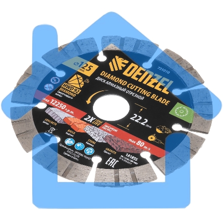 Диск алмазный отрезной Denzel ф125 х 22,2 мм, Сегментный, сухое резание, HWD92-1