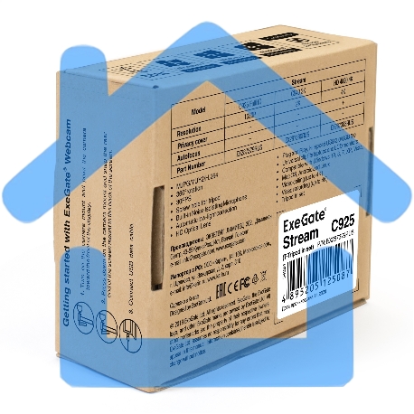 Веб-камера ExeGate Stream C925 Full HD (2Мп, 1920х1080, 1080P, 30fps, поддержка H.264, фиксированный фокус, 4-линзовый объектив, микрофон с шумоподавлением, универсальное крепление, USB, кабель 1,5 м, Windows® 7/8/10/11, Mac OS 10.6 и выше, Chrome OS™, An-4