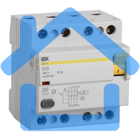 Выключатель дифференциального тока (УЗО) 4п 25А 30мА тип AC ВД1-63 ИЭК MDV10-4-025-030-1