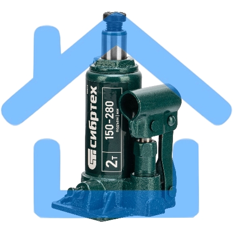 Домкрат гидравлический бутылочный Сибртех 2 т, 150-280 мм, в пласт. кейсе-3