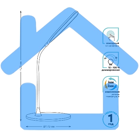 Светильник Gauss GT5022 настольный на подставке черный 8Вт-4
