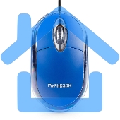 Мышь проводная Гарнизон GM-100B синий, 1000 dpi, USB, кнопки - 3