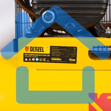 Компрессор воздушный рем. привод BCV2300/100, 2,3 кВт, 100 литров, 440 л/мин Denzel