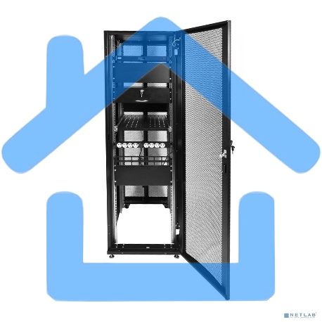 Шкаф серверный ПРОФ напольный 48U (600x1000) дверь перфор. 2 шт., черный, в сборе-4