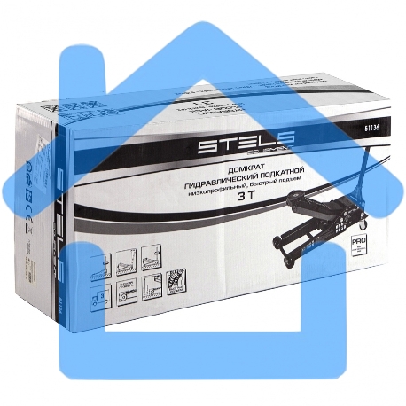 Домкрат гидравлический подкатной STELS 51136, быстрый подъем 3т low profile quick lift 75-515мм про-16