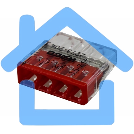 Клемма 4х(0.5-2.5мм) 4-х проводн. для распред. короб. (без п) WAGO 2273-204