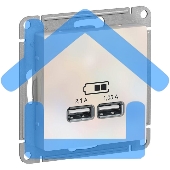 Механизм розетки USB AtlasDesign 5В 1порт х 2.1А 2порта х 1.05А жемчуг SchE ATN000433