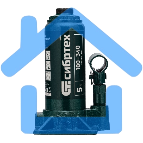 Домкрат гидравлический Сибртех бутылочный, 5т, 180-340мм, в пласт. кейсе-5
