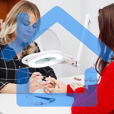 Лупа на струбцине Rexant, круглая, 5D, с подсветкой 96 LED, теплый и холодный свет, белая-2