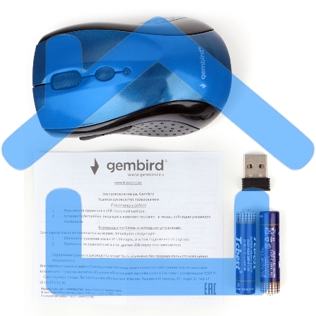 Мышь беспроводная Gembird MUSW-425 синий, 2400 dpi, радиоканал, USB, кнопки - 6-4