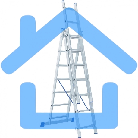 Лестница, 3 х 7 ступеней, алюминиевая, трехсекционная, Россия Сибртех