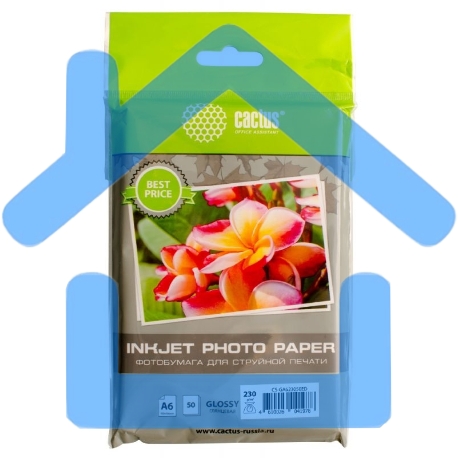 Фотобумага Cactus CS-GA623050ED A6/230г/м2/50л./белый глянцевое для струйной печати-1