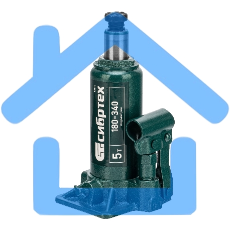 Домкрат гидравлический Сибртех бутылочный, 5т, 180-340мм, в пласт. кейсе-15