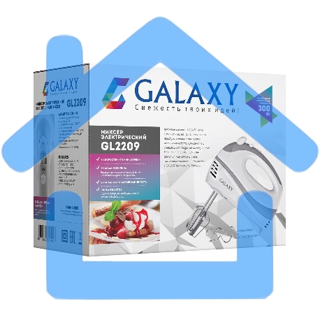 Миксер электрический Galaxy GL 2209, белый, ручной, 300 Вт, 5 скоростей + режим 