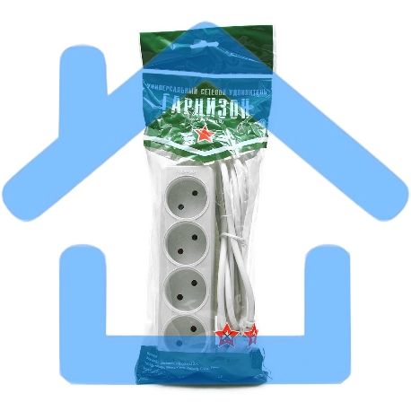 Удлинитель Гарнизон EL-NL4-W-2, 4 розетки допустимый ток 10А, длина 2 м.-1