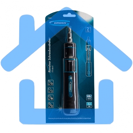 Отвертка реверсивная с револьверным механизмом, 11 шт., сталь S2 Gross-5