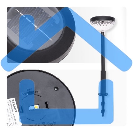 Светильник грунтовый Rexant Таянг, 3000К/RGB, встроенный аккумулятор, солнечная панель, коллекция Пекин-3