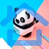 Точилка для карандашей механическая Deli Панда E0518, 1 отверстие, пластик, черный