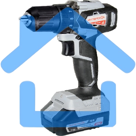 Дрель-шуруповерт ИНТЕРСКОЛ ДА-13/18ВК, Аккумуляторный, 18В, 2 АКБ, Кейс