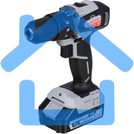 Дрель-шуруповерт ИНТЕРСКОЛ ДАУ-13/18ВК, Аккумуляторный, 18В, 2 АКБ, Ударный, Кейс-12