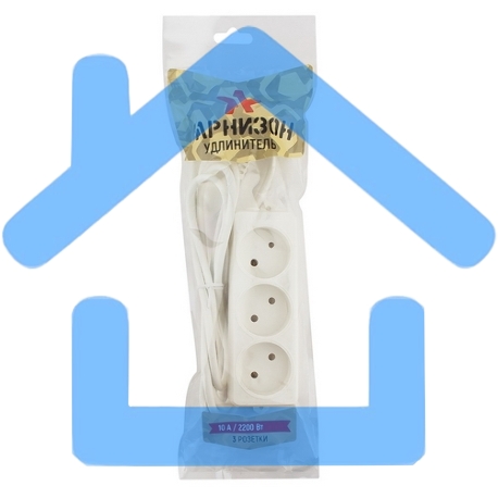 Удлинитель Гарнизон EL-NL3-W-2, 3 розетки допустимый ток 10А, длина 2м.-1