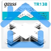 Коннектор для встраиваемых трековых шинопроводов Gauss (+) белый