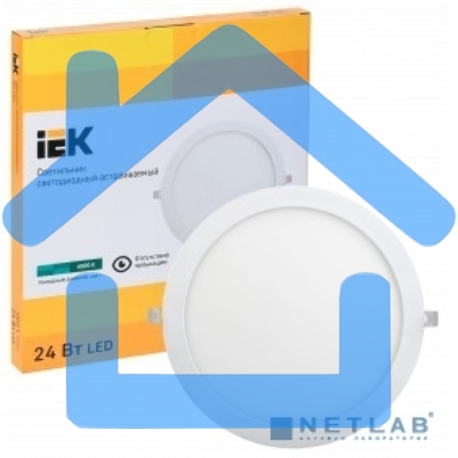 Светильник Iek LDVO0-1609-1-24-4000-K01 ДВО 1609 белый круг LED 24Вт 4000 IP20 алюм. корпус, диам 295 мм-4
