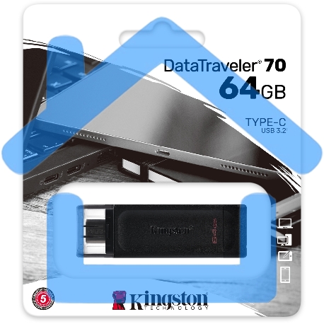 Флешка USB Kingston 64Gb DataTraveler DT70 <DT70/64Gb>, USB-C 3.2 Gen 1-16
