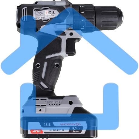 Дрель-шуруповерт ИНТЕРСКОЛ ДАУ-13/18ВК, Аккумуляторный, 18В, 2 АКБ, Ударный, Кейс-9