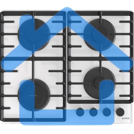 Газовая варочная панель Gorenje GT642SYW, 4 конфорки, закаленное стекло, белый-3