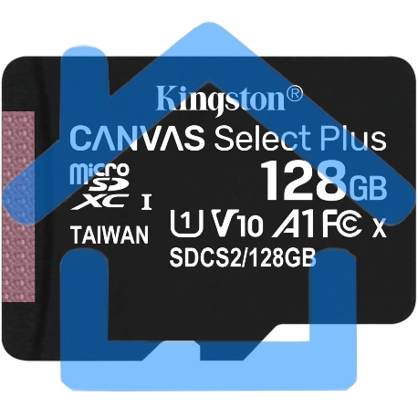Флеш карта Kingston 128Gb micSDXC Canvas Select Plus 100R A1 C10 Single Pack w/o ADP EAN: 740617299076-1