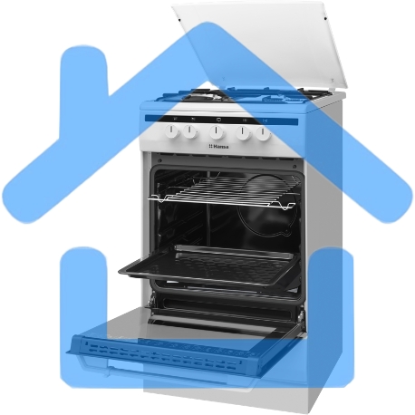 Плита газовая Hansa FCGW51003 белый, конфорок 4 шт, духовка 56 л, 50 см x 85 см x 60 см-3