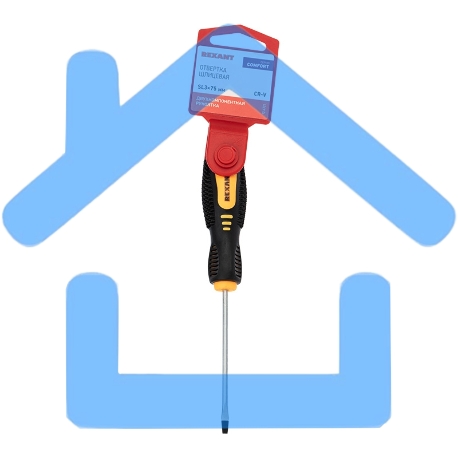 Отвертка шлицевая SL 3х75 мм, двухкомпонентная рукоятка Rexant