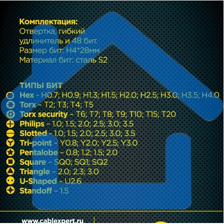 Отвертка с набором бит Cablexpert TK-SD-11R (50 предметов)