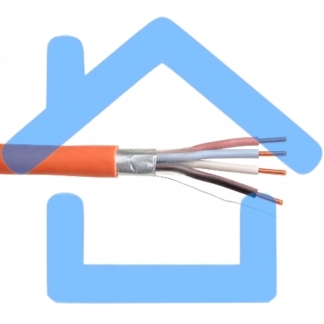 Кабель монтажный огнестойкий ТЕХНОКАБЕЛЬ-НН КПСЭнг(А)-FRLS-2х2х1, медный, экранированный, с низким дымо и газовыделением, 50 м, оранжевый