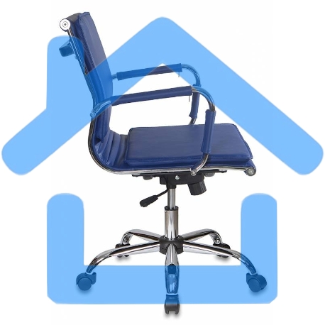 Кресло руководителя Бюрократ CH-993-Low/blue синий, низкая спинка, искусственная кожа, крестовина хромированная-4