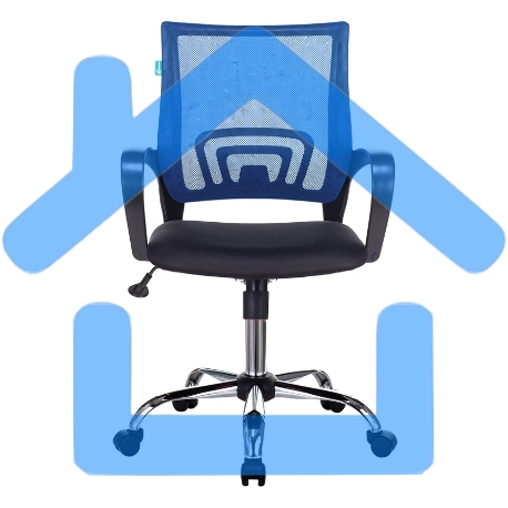 Кресло компьютерное Бюрократ CH-695N/SL/BL/TW-11 спинка сетка синий TW-05, сиденье черный TW-11, крестовина хром-11