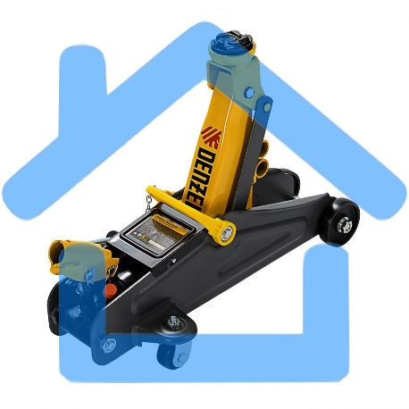 Домкрат гидравлический подкатной с фиксатором Denzel 2 т, 130-330 мм, в кейсе 51154-1