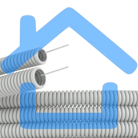 Труба ПВХ гибкая гофр. д.16 мм, легкая с протяжкой, 50м, серый Dkc 9191650