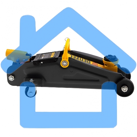 Домкрат гидравлический подкатной с фиксатором Denzel 2 т, 130-330 мм, в кейсе 51154-9