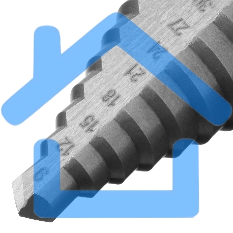 Сверло ступенчатое по металлу Сибртех 9-12-15-18-21-24-27-30-33-36 мм, 4241-1