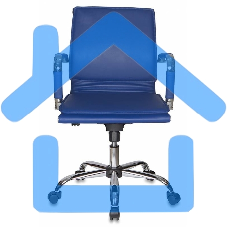 Кресло руководителя Бюрократ CH-993-Low/blue синий, низкая спинка, искусственная кожа, крестовина хромированная-5