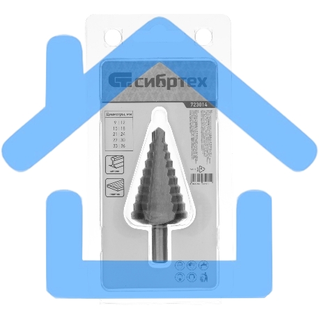 Сверло ступенчатое по металлу Сибртех 9-12-15-18-21-24-27-30-33-36 мм, 4241