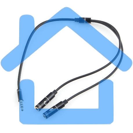 Кабель аудио Cablexpert CCAB-02-35MYHM-0.2MB. 3.5 Jack 4pin(M)/2х 3.5 Jack(F) наушники и микрофон, черный, 0.2м, блистер