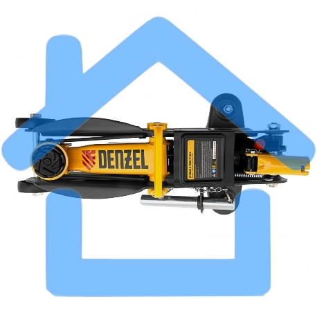 Домкрат гидравлический подкатной с фиксатором Denzel 2 т, 130-330 мм, в кейсе 51154-13