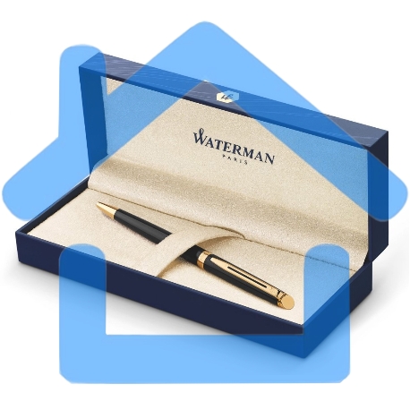 Ручка шариковая Waterman Hemisphere (CWS0920770) Matte Black GT M, синие чернила, подарочная коробка-3