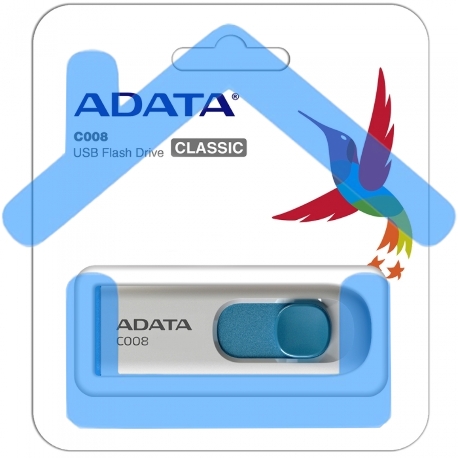 Флешка USB ADATA C008 (AC008-16G-RWE), 16Gb, USB 2.0, R/W 15/5, белый/синий-8