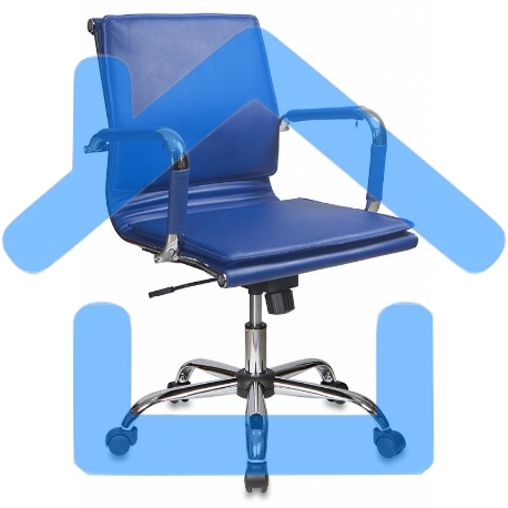 Кресло руководителя Бюрократ CH-993-Low/blue синий, низкая спинка, искусственная кожа, крестовина хромированная-6