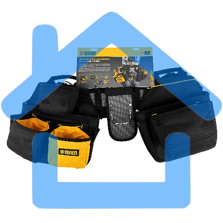 Пояс монтажника усиленный, с лямками, сумки поясные, держатель для молотка Denzel-1